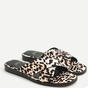 J. Crew NEW Leopard Calf Hair Cross Strap Sandals